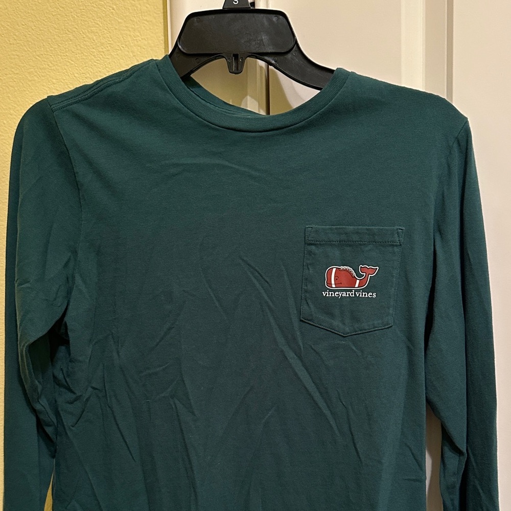 Vineyard Vines Kids Green Long Sleeve Football Tee